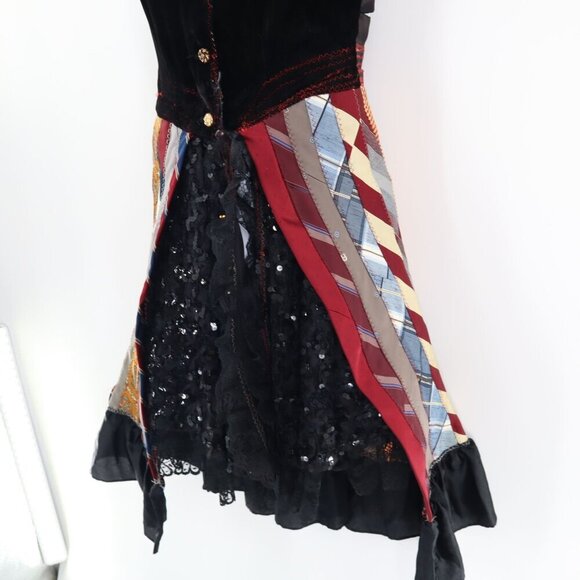 Vintage Sequin Tie Dress Women's XS Black Burningman Costume Cosplay Festival - Picture 6 of 8